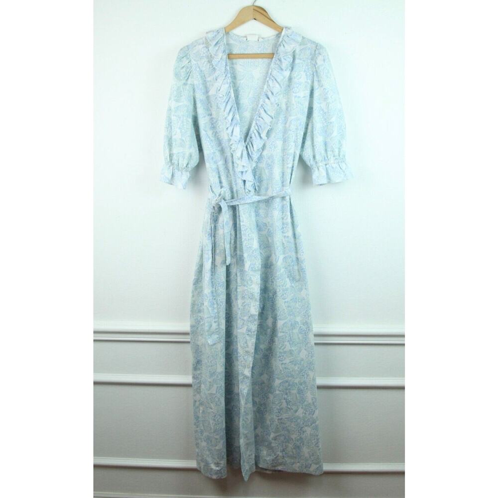 Vintage Robe Small‎ Butterfly Ruffle Collar Feminine Cottagecore Fairy Granny